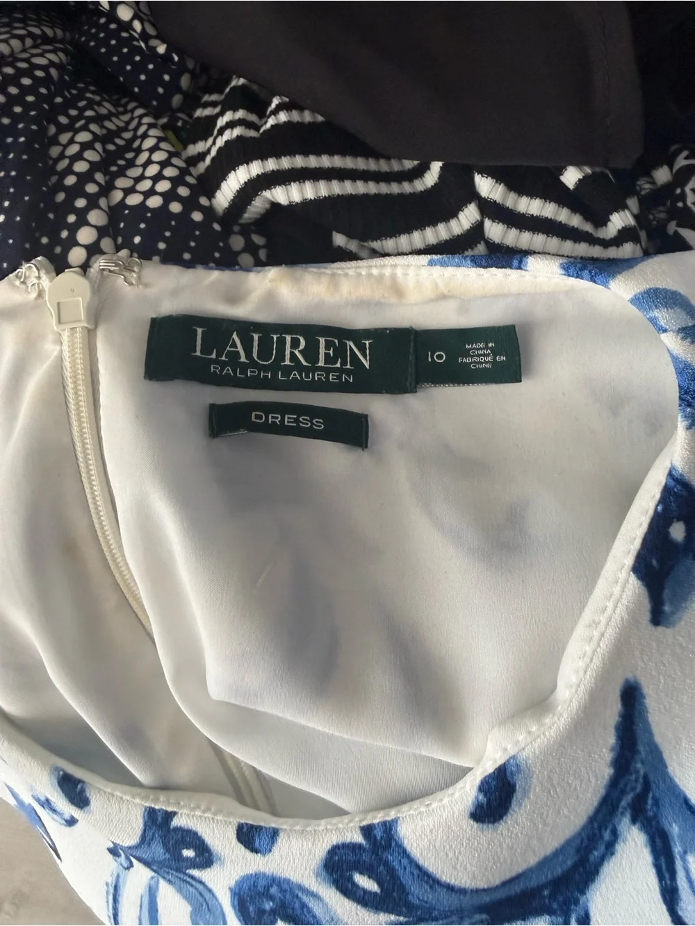 Ralph Lauren Blue and White Sleeveless Printed Mini Dress